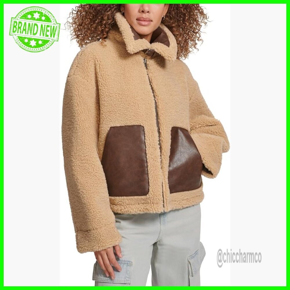 Reversible Sherpa Faux Leather Jacket, Size Small, Two Looks in One - Picture 1 of 6